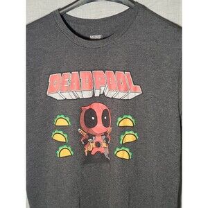 Charcoal Gray Marvel Deadpool T-Shirt (Size L) Tacos/Superhero/Comic